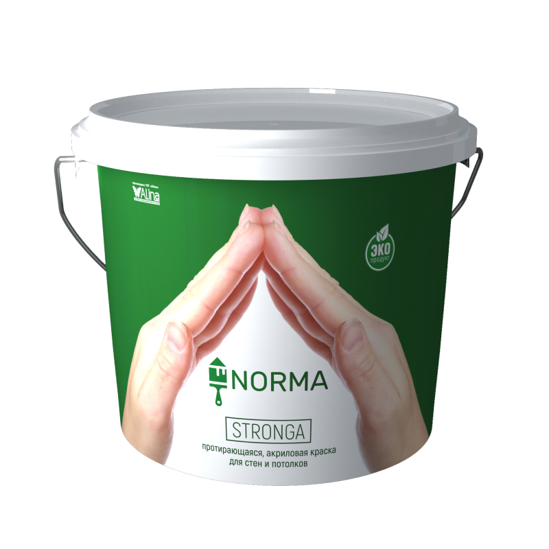 Протирающаяся акриловая краска для стен и потолков NORMA Stronga, 4,5 кг, цена - купить в интернет-магазине